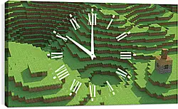 Часы картина - minecraft, mountain, house Часы картина - minecraft, mountain, house