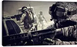 Постер на подрамнике - battlefield, soldiers, gun Постер на подрамнике - battlefield, soldiers, gun