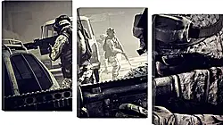 Модульная картина - battlefield, soldiers, gun Модульная картина - battlefield, soldiers, gun