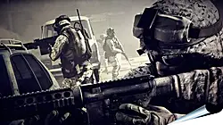 Плакат на стену - battlefield, soldiers, gun Плакат на стену - battlefield, soldiers, gun