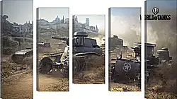 Модульная картина - world of tanks, t1, renault ft Модульная картина - world of tanks, t1, renault ft