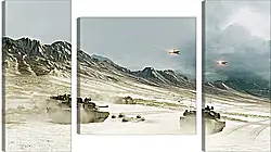 Модульная картина - battlefield, tanks, mountains Модульная картина - battlefield, tanks, mountains