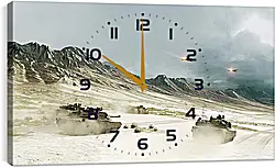 Часы картина - battlefield, tanks, mountains Часы картина - battlefield, tanks, mountains