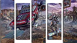 Модульная картина - fallout, wasteland, cars Модульная картина - fallout, wasteland, cars