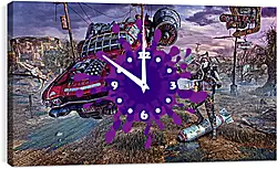Часы картина - fallout, wasteland, cars Часы картина - fallout, wasteland, cars