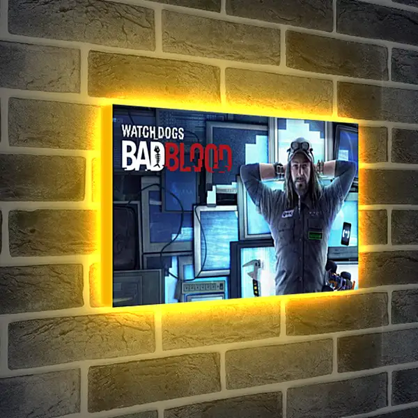 Лайтбокс световая панель - watch dogs bad blood, monitors, man Лайтбокс световая панель - watch dogs bad blood, monitors, man