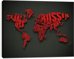 Постер на подрамнике - Карта мира из букв Постер на подрамнике - Карта мира из букв