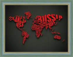 Картина в раме - Карта мира из букв Картина в раме - Карта мира из букв