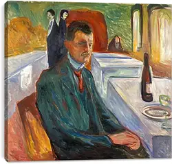 Постер на подрамнике - Self-Portrait with a Bottle of Wine Постер на подрамнике - Self-Portrait with a Bottle of Wine