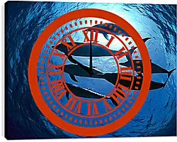 Часы картина - Dolphin - Дельфины Часы картина - Dolphin - Дельфины