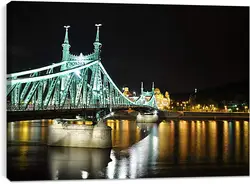 Постер на подрамнике - Ночь, мост, Будапешт Постер на подрамнике - Ночь, мост, Будапешт