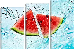 Модульная картина - Арбуз в брызгах воды Модульная картина - Арбуз в брызгах воды