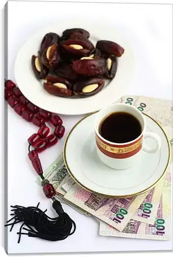 Постер на подрамнике - Четки, кофе, деньги Постер на подрамнике - Четки, кофе, деньги