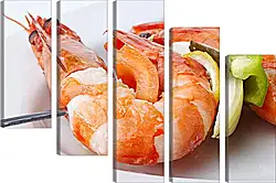 Модульная картина - Креветки на шпажке Модульная картина - Креветки на шпажке