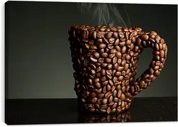 Постер на подрамнике - Кружка из кофейных зерен Постер на подрамнике - Кружка из кофейных зерен