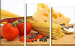 Модульная картина - Натюрморт паста сыр помидоры Модульная картина - Натюрморт паста сыр помидоры