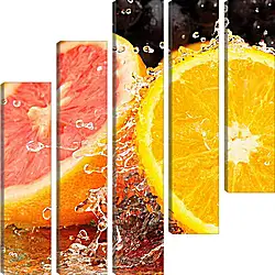 Модульная картина - Апельсин и грейпфрут в воде Модульная картина - Апельсин и грейпфрут в воде