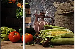 Модульная картина - Кукуруза и помидоры Модульная картина - Кукуруза и помидоры