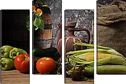 Модульная картина - Кукуруза и помидоры Модульная картина - Кукуруза и помидоры