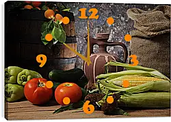 Часы картина - Кукуруза и помидоры Часы картина - Кукуруза и помидоры