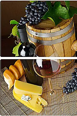 Модульная картина - Вино и сыр Модульная картина - Вино и сыр