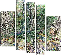 Модульная картина - Абстракция. Животные и птицы Модульная картина - Абстракция. Животные и птицы