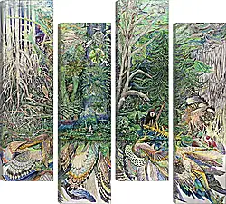 Модульная картина - Абстракция. Животные и птицы Модульная картина - Абстракция. Животные и птицы
