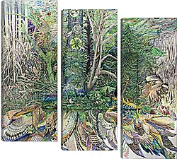 Модульная картина - Абстракция. Животные и птицы Модульная картина - Абстракция. Животные и птицы