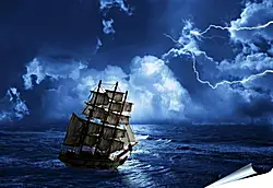 Плакат на стену - Корабль во время шторма Плакат на стену - Корабль во время шторма