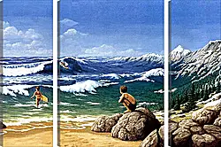 Модульная картина - Иллюзия. Горы из моря Модульная картина - Иллюзия. Горы из моря
