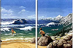 Модульная картина - Иллюзия. Горы из моря Модульная картина - Иллюзия. Горы из моря