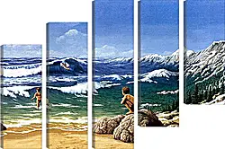Модульная картина - Иллюзия. Горы из моря Модульная картина - Иллюзия. Горы из моря