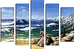 Модульная картина - Иллюзия. Горы из моря Модульная картина - Иллюзия. Горы из моря