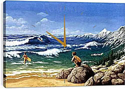Часы картина - Иллюзия. Горы из моря Часы картина - Иллюзия. Горы из моря