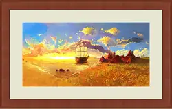 Картина в раме - Корабль уплывает в закат Картина в раме - Корабль уплывает в закат