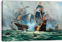 Постер на подрамнике - Битва на море Постер на подрамнике - Битва на море