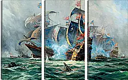 Модульная картина - Битва на море Модульная картина - Битва на море