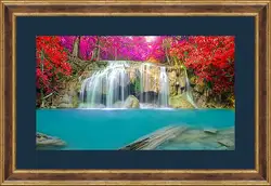 Картина в раме - Водопад в ярких красках леса Картина в раме - Водопад в ярких красках леса