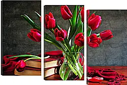 Модульная картина - Тюльпаны и книги Модульная картина - Тюльпаны и книги