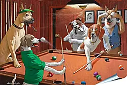 Плакат на стену - Игра в бильярд Плакат на стену - Игра в бильярд