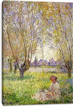 Постер на подрамнике - Woman sitting under willows Постер на подрамнике - Woman sitting under willows