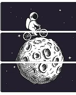 Модульная картина - Космонавт на велосипеде на Луне Модульная картина - Космонавт на велосипеде на Луне
