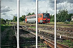Модульная картина - Поезд на путях Модульная картина - Поезд на путях