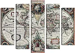 Модульная картина - Старинная карта мира Модульная картина - Старинная карта мира