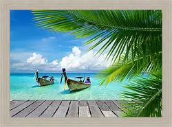 Картина в раме - Две лодки в море Картина в раме - Две лодки в море
