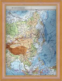 Картина в раме - Карта Азии Картина в раме - Карта Азии