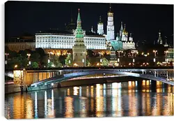 Постер на подрамнике - Вид на Московский Кремль ночью Постер на подрамнике - Вид на Московский Кремль ночью