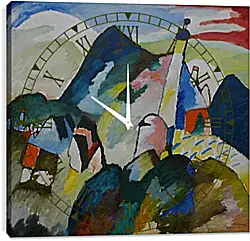 Часы картина - Schilderij Blick auf Murnau mit Kirche Часы картина - Schilderij Blick auf Murnau mit Kirche