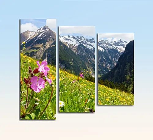 Модульная картина - Austrian Alps, цветы Модульная картина - Austrian Alps, цветы