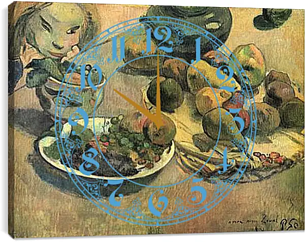 Часы картина - Nature morte aux fruits (dedicacee a Laval). Поль Гоген Часы картина - Nature morte aux fruits (dedicacee a Laval). Поль Гоген